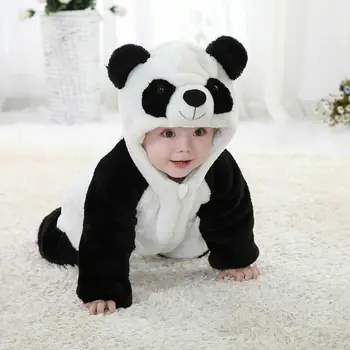 Baby Panda Silts Ziemas Jumpsuits Kopumā Romper Dzīvnieku Kapuci Romper Bērniem, Zēns, Meitene Kāpšanas Pidžamas Apģērbi Apģērbs