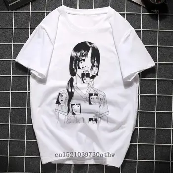 Vīriešu Apģērbu, Junji Ito Manga T Krekls Drukas vīriešu T-krekls Šausmu Gothic Komiksi Harajuku Kokvilnas Streetwear Estētisko Camiseta
