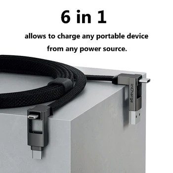 Incharge 6 Cabel Adapteris Datu pārraides Jauda Maksas USB uz USB-C Zibens Veids-k Micro USB Magnētisko Keyring Konvertētājs