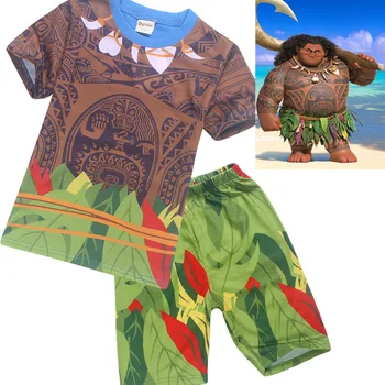 Karikatūra Moana Drēbes Zēnu Apģērbi no Kokvilnas Pidžamas Komplekts Maui Kostīmu 2 gabals, kas Toddler Zēns Sleepwear Moana Vasaras Sporta Kostīmi