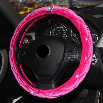 Auto piederumi interjera sieviete apdare mākslīgās kažokādas purpura rozā stūre vāciņu 15