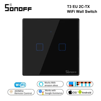 Sonoff T3 ES 2C TX Smart Wifi Sienas Touch Slēdzis Ar Robežu 433 RF/Balss/APP/Touch Kontroli 