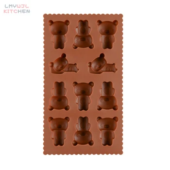 11 Caurumu Cute Sedz Šokolādes Pelējuma Divu veidu Lācis-formas Konfektes Želejas Silikona Veidnē DIY Kūka Apdare, Instrumenti, Cepšanas Piederumi