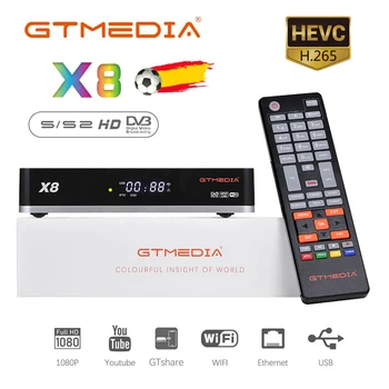 Oriģināls GTmedia X8 DVB-S/S2/S2X Iebūvēts 2.4 G WiFi Atbalsts BISS auto apgāšanās un VCM/ACM/multi-stream/T2-MI AVS+