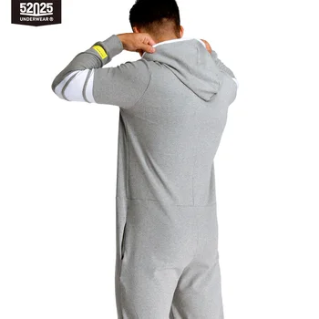52025 Mens Kapuci Jumpsuit Viens Gabals Pidžamu Pyjama Kokvilnas Homewear Mājas Tērps Kapuci Pidžamas Komplekts Vīriešiem Onepiece Lounge-Onesie
