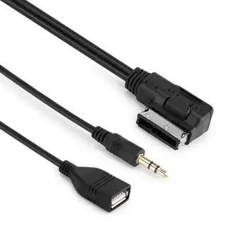 3,5 mm Mini Ligzda Aux, MP3 Mūzikas AMI MMI Interfeiss Auto USB Lādētāju USB Kabeļi VW, Audi S5 Q5 Q7 A3 A4L A5 A1