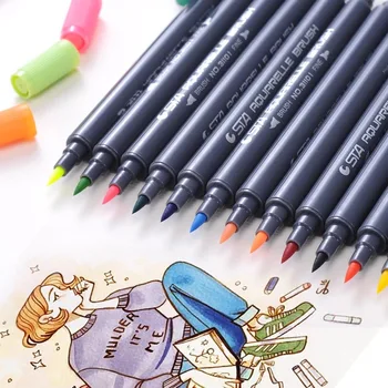 STA3110 80 Krāsas Mākslas Marķieri, Pildspalvas Birste, kas Dual Devās Šķidrums-tintes DIY Grafiti Animācija Manga Zīmēšanas Pildspalvas un Kancelejas Piederumi