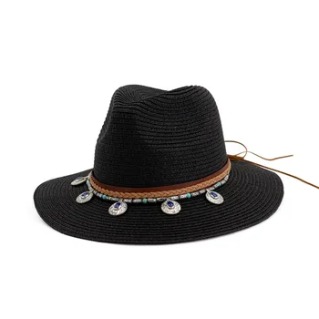 Pieaugušo ceļojumu uz piejūras modes elegants džeza cepuri austi saules cepuri, pludmales cepure HA92
