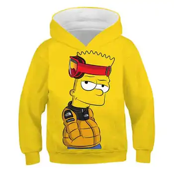 Smieklīgi 3D baby zēni Simpson bērniem, hoodies Modes Anime hip hop puika drēbes, džemperis rudens gadījuma sudaderas sporta krekli meitene augšu