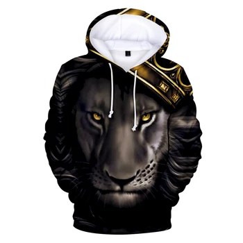Modes Vīriešu Dizaina The Lion King 3D Pulovers Vīriešu un Sieviešu Krekls Apģērbu 3D Rudenī Unisex Hip Hop Ikdienas pelēkā vārna Sporta