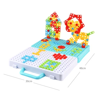 Bērnu Urbt Uzgriezni Puzzle Izlikties Spēli Instrumentu Urbt 3D Puzzle Modes Urbis Urbju Komplekts Ēkas Nagu Valdes Dizaina Rotaļlietas