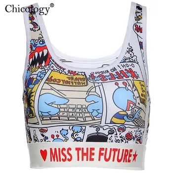 Chicology drukāt streetwear kultūru tank tops bez piedurknēm sievietēm 2020. gadam, vasarā, rudenī sexy punk īsu apģērbu kluba y2k modes