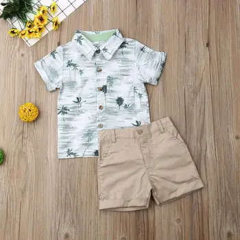 Zīdainis, mazulis, zēns, divas gabals, kas vasaras apģērbs ar īsām piedurknēm krekls īsi bērniem drēbes