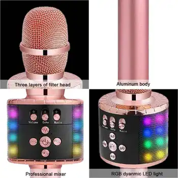 Bluetooth Karaoke Mikrofons Bezvadu Mikrofonu Profesionālās Runātāja Rokas Player Dziedāšanas Diktofona Mic Ziemassvētku dāvanas