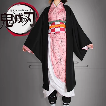 Anime! Demon Slayer: Kimetsu nav Yaiba Kamado Nezuko Jauki Kimono Vienādu Cosplay Kostīms Helovīna Tērps Bezmaksas Piegāde