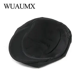 Wuaumx Zīmola Newsboy Cepures Vīriešu Vilnas Astoņstūra formas Cepure Astoņu asmens Vāciņš Melns Britu Mākslinieku Rudens Ziemas Skujiņas Dzīvoklis Vāciņi
