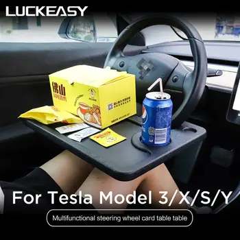 LUCKEASY Par Tesla Model3 ModelX/S Modeli Y Portatīvo Auto Stūre Klēpjdatoru Galda Statīvu Dzērienu, Pārtikas Kafijas Pusdienu Galda Valde