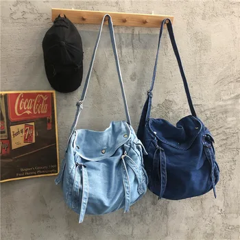 Dāmas, lielas ietilpības eco audekla soma messenger bag džinsa retro stila somiņa iepirkumu grozs augļu un dārzeņu pārtikas soma