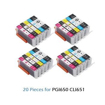 20pcs AĢIN 650 CLI 651 Saderīgs tintes kasetnes Canon Pixma MG6360 MG6460 iX6860 iP8760 MX726 MX926 printeri PGI650 CLI651 XL