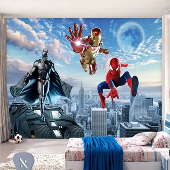 Modes spēļu zāle, bārs, Interneta kafejnīcas, fona sienas tapetes lielu sienas 3D stereo karikatūra Avenger Savienības tapetes