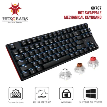 HEXGEARS GK707 87 Atslēgas Spēlētājs Mehāniskā Tastatūra Kailh KĀRBAS Slēdzis Karstā Mijmaiņas Anti Dubultattēlu Balts LOL Gaming Keyboard For PC/Mac/Aplis
