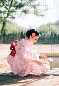 Sieviešu Japāņu Tradicionālajā Tērpā Sieviete Ziedu Kimono un obi Kleita Posmā Cosplay Dāmas Yukata Kostīmu Kimono D9011