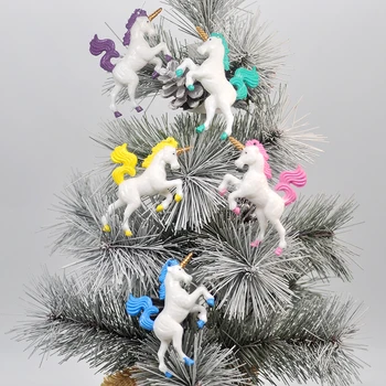 5GAB Mākslīgie Mini Unicorn Lelle Ziemassvētku Eglīte Kulons Dārza Mājas Modelis Plastmasas Statuja Mājas Apdare Valentīna Diena Dāvanu