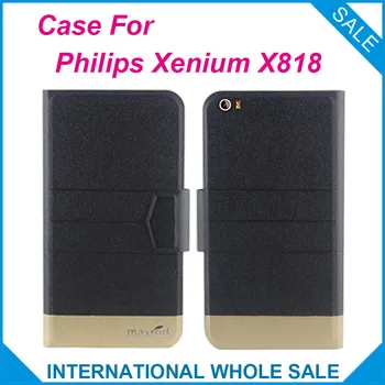 5 Krāsas, Super! Par Philips Xenium X818 Gadījumā, Modes Biznesa Magnētiskā aizdare, Augstas kvalitātes Ādas Ekskluzīva Lieta