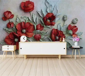 Wellyu Custom tapetes, 3D stereo foto sienas reljefs sarkano skaistumu dzīvojamā istaba guļamistaba dekorēšana glezna 3d tapetes murals