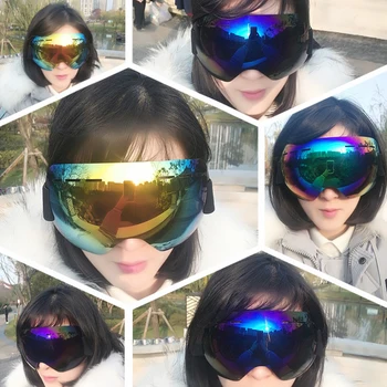 Slēpošanas Brilles UV400 Aizsardzība Snovborda Brilles Anti-miglas Liels Slēpošanas Masku Brilles Sniega Motocikls Cilvēks Sieviešu Slēpošanas Āra Sporta