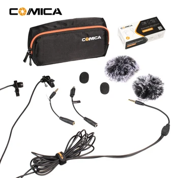 Comica Dual-head Lavalier Atloks Mikrofons Clip-on Izkliedētā Kondensēties Mic, 2.5 M/4.5 M/6M Viedtālrunis DSLR GoPro Kameras DATORU