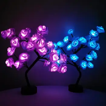 Rose Puķu Koku Gaismas LED Galda Lampa USB Akumulators Nakts Apgaismojums, Mājas Galda Dekorēšana Ziemassvētki Ziemassvētki Kāzu Guļamistabā Dekoratīvā