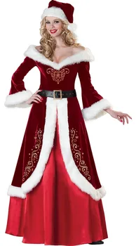 Santa claus cosplay kostīmu vīriešu luksusa Pieaugušo sexy sievietes cosplay Ziemassvētku Vecīša kostīms, sarkans Ziemassvētku mini kleita un cepure masku