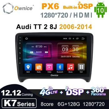 K7 Nāk 1280*720 Ownice Android 10.0 Auto Radio 2din Audi TT 2 8J 2006. gada -. gada Auto Auto Audio / Video Sistēmas Bloka GPS 8 Kodolu