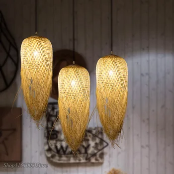 Ķīniešu Bambusa Piekariņu Gaismas ziemeļvalstu Dizaina virtuves Karājas Spuldzes Mājas Dekori Apgaismes Japāņu Bēniņi LED Piekares Aprīkojums