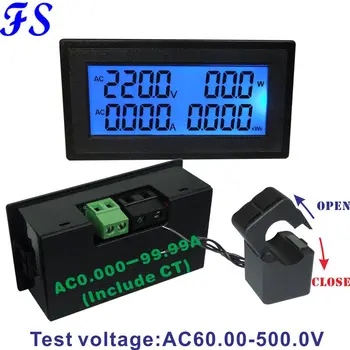 YB5140DM LCD Ciparu Voltmetrs Ammeter 80-260V Spriegums Strāvas Mērītāja Jaudas Koeficients Frekvences Enerģiju Testeri PF AC 60-500V 20A 100.A