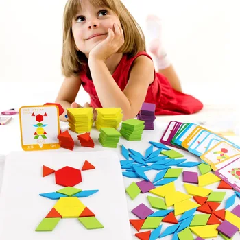 Montessori 155pcs Koka Jigsaw Puzzle Board Uzstādīt Krāsains Bērnu Montessori Izglītības Rotaļlietas Bērniem Mācību Jaunattīstības Rotaļlietas