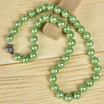 Gaiši Zaļas krelles Sintēzes pērļu kaklarotas un auskari, kas pielāgotas elegants sieviešu dāmas puse