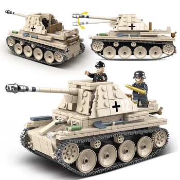 Militāro Self-prettanku lielgabals Celtniecības Bloki Fit vācu Tanku Ķieģeļi WW2 Armijas Policijas Karavīrs Ieroci Rotaļlieta Dāvana Bērniem