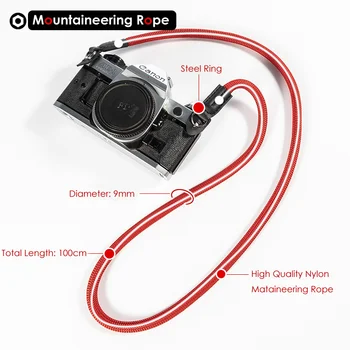 Alpīnisma Neilona Virves Kamera Plecu Kakla Siksnu, Jostu, Mirrorless Digitālā Fotokamera Leica Canon Nikon Olympus Pentax Sony