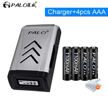 PALO 1.2 V AAA Uzlādējamās Baterijas aaa Baterija Ni-MH 3A uzlādējams akumulators 3a akumulatoru, fotokamera,rotaļlietas+1.2 V akumulatora lādētājs