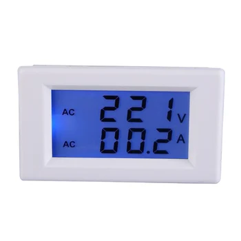 Digital AC 100-300V 50A Ammeter Voltmetrs LCD Displejs Volt Amp mēraparātu Panelī Zilā Blacklight Bez Aizmugures Vāciņš Balts