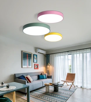 LED Griestu Gaismas Mūsdienu Kārta 5cm Super Plānas lampas Dzīvojamā Istaba Guļamistaba Virtuves Virsmas Mount Flush Panelis Tālvadības Cepums