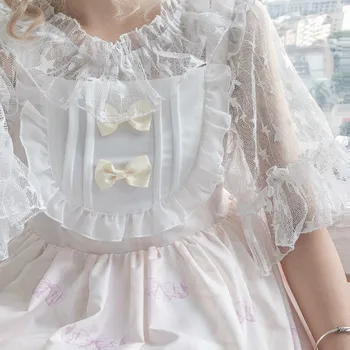 Japāņu sweet lolita kleita vintage mežģīnes bowknot gudrs drukāšanas viktorijas kleita kawaii meitene gothic lolita jsk princese loli cos