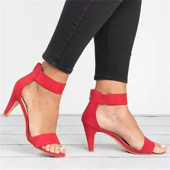 Sieviešu Sandales Modes Vasaras Kurpes Sieviešu Peep Toe Plānas Papēžiem Sandales Plus Lieluma 43 Gadījuma Zapatos Mujer 5cm Sievietes Papēži erf567
