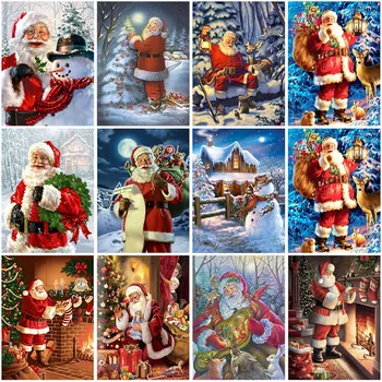 Santa Claus DIY 5D Dimanta Glezniecības Pilnībā Kārtas Urbt Cross Stitch Karikatūra Dimanta Izšuvumi Rhinestones Ziemassvētku Dāvanu Sienas Māksla