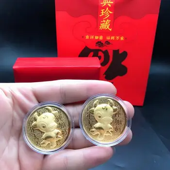 Besegad Piemiņas Monētas Ir 2021. Gads Žurkas Izaicinājums Kolekcionējamus Monētas Ķīniešu Zodiaks Suvenīru Pavasara Festivāls Dāvanas