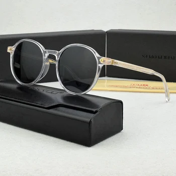 Vintage Polarizētās saulesbrilles, braucot zvejas briļļu vīriešiem un sievietēm retro skaidrs, apaļā saules brilles UV400 turētājs ar lietu OV5585