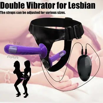 Vairāku ātrumu Vibrācijas Strapon Dildo Dubultā Strap on Dildo Vibratoru ar Anālo Dildo, Strap-onus Dzimumlocekļa Lesbiešu Pāriem Seksa Produkti