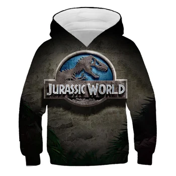 Jauna Jurassic Park Dinozauru 3D drukāts pelēkā vārna modes Puloveri Dzīvnieku Hoodies Jautri, sporta krekli bērniem zēni un meitenes